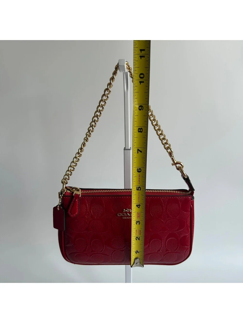 Coach Nolita 19 Red Signature Patent Leather Shoulder Bag Red Gold